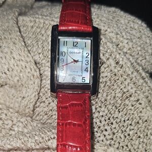 Gossip Red Croc-Patterned Timepiece